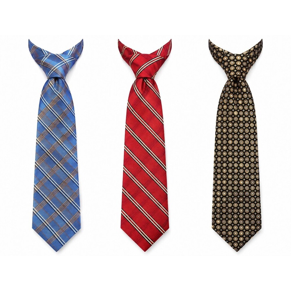 Giorgio Bruttini Men's 3-Pack Silk Neck Ties Multicolor Striped Plaid Geo